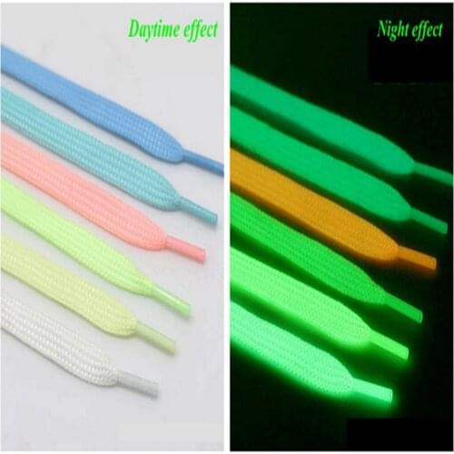1pair Luminous Shoelaces Flat Sports Canvas Shoe Lace Woman Man Glow in The Dark Night Color Glowing Laces Fluorescent Shoelace