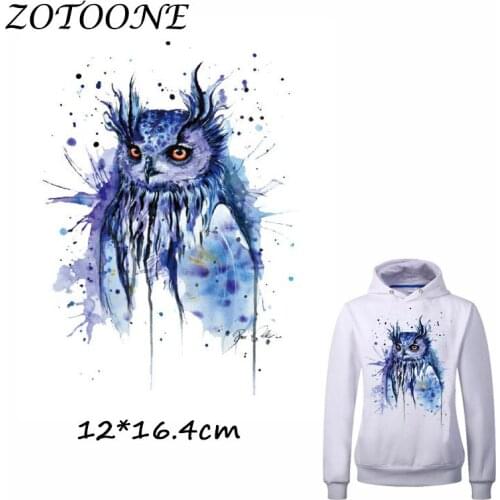 ZOTOONE Iron on Patches for Clothes Heat Transfer Watercolor Owl Patch A-level T Shirt Stickers for DIY Accessory Applique Kids