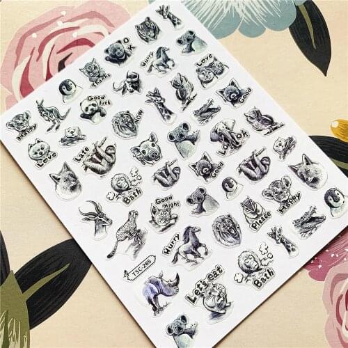 TSC-265 Giraffe Rhino Elephant Koala 3D Back glue Nail decal Nail sticker Nail decoration Nail art Nail tool Nail ornament