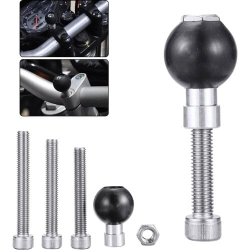 Motorbike Handlebar Clamp Base with 1inch Rubber Ball B Size and M8 Bolt Screw Kit for Bicycle Motorcycle Phone Mount Holder