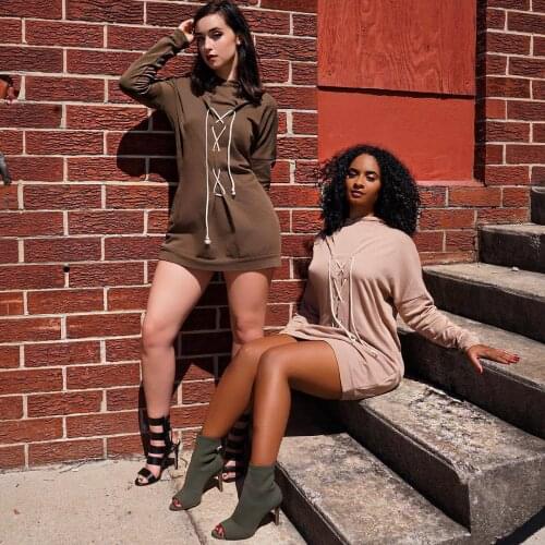 S-XL Women Long Sleeve Hoodie Dress Velvet Hooded Pockets Casual Sweatshirts Dresses Long Tunic Top Loose Pullover