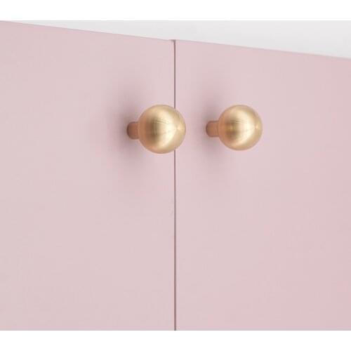 2pcs Golden Brass Kitchen Cabinet Handles Modern Dresser Pulls Door Handles And Knobs 100% solid Brass Round Ball knobs Hardware