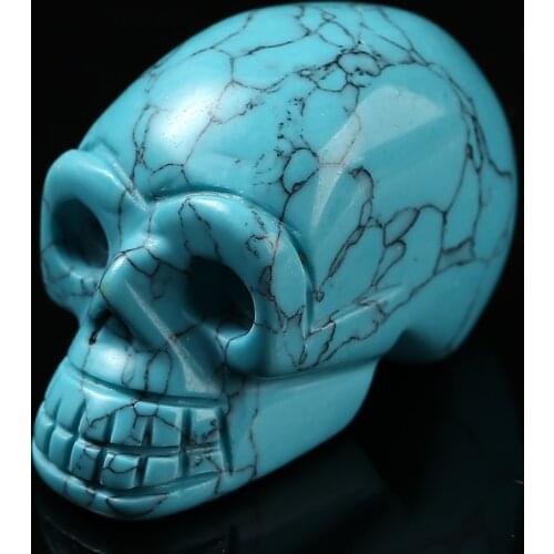1pc Mini Natural Healing Gemstone Crystal Skull Stone Ornament Carving Crafts for Home Decoration 5cm Color Random