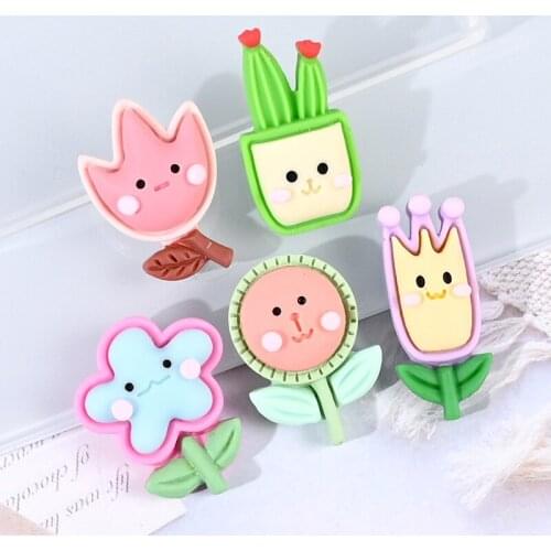 20pcs Cartoon Cute Plant Cactus Resin Decor DIY Crafts Supplies Kids Hair Accessories Phone Shell Patch Clothes Brooch Ornament