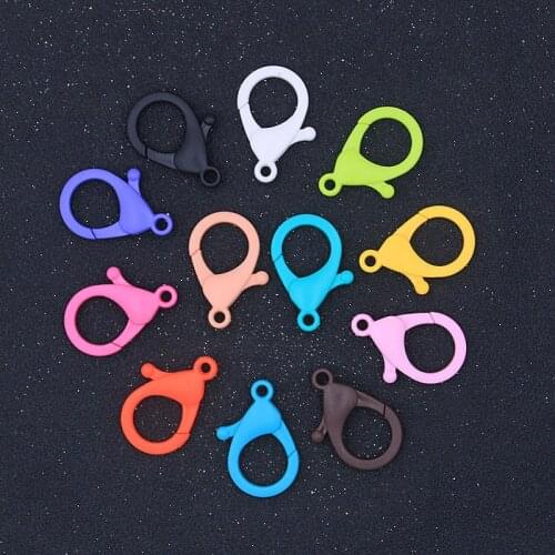 20pcs 2 Size Multicolor Plastic Fashion Lobster Clasp Hooks For DIY Jewelry Necklace Bracelet Making Findings Material
