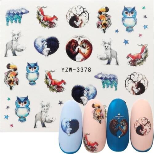 2020 NEW Designs Nail Stickers Wolf Fox Owl Polar Bear Animal Water Transfer Decals Tattoo Decor Foils Wraps Manicure Accessorie