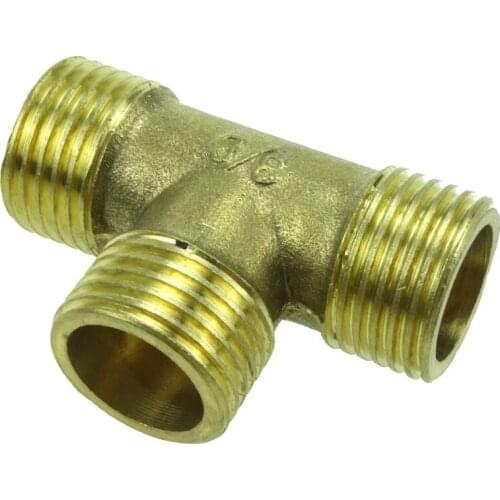 1/8" 1/4" 3/8" 1/2" Male BSP Thread 3 Way Male Tee Connector Brass Pipe Fitting Adapter Coupler Connector For Water Fuel Gas
