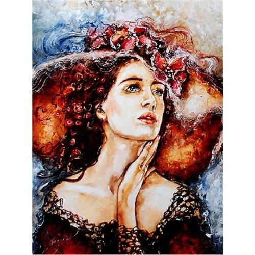 Diamond Painting Beautiful Lady Girl Embroidery Portrait Wall Stickers Needlework Mosaic Woman Full Round