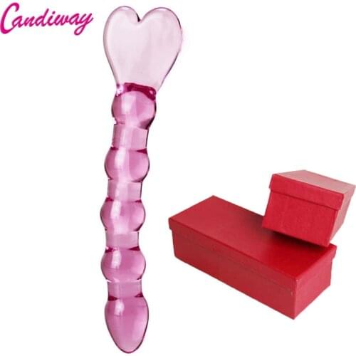 CandiWay Glass Anal plug Heart heads butt plugs Penis Nightlife Anus Dildo adult masturbation Adult Gay Sex Toys for Women Box