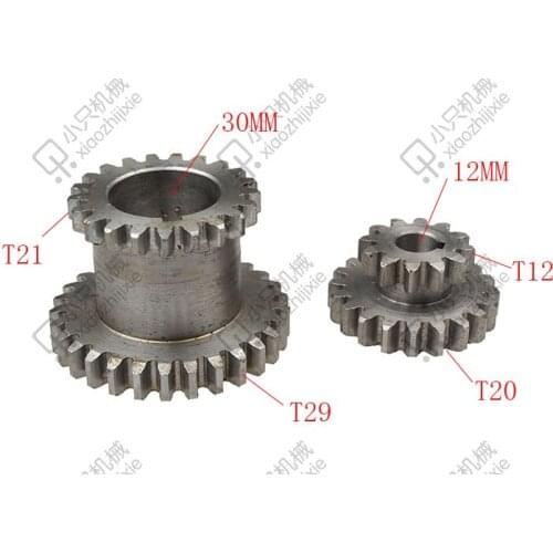 Free shipping 2 pcs / set Teeth T29xT21 T20xT12 Dual Dears Metal Lathe Gears For Sale