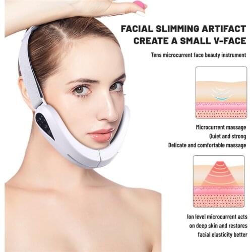 CkeyiN EMS Face Slimmer Belt V Face Chin Lift Massager LED Phototherapy Electric Face Lifter Reduce Double Chin Beauty Device 50