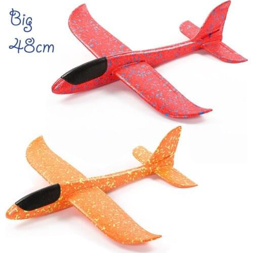 DIY Kids Hand Throwing Flying Toy Large Glider Aircraft Foam Plastic 48cm Big Airplane Model Toy Sturdy Kids Games Boys Gifts