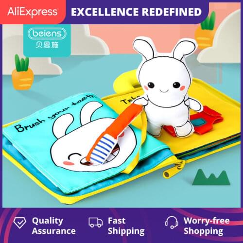 Beiens 3D Soft Cloth Baby Books Educational Early Childhood Stereo Cloth Book Toy Intelligence Development Learn Cognize Book