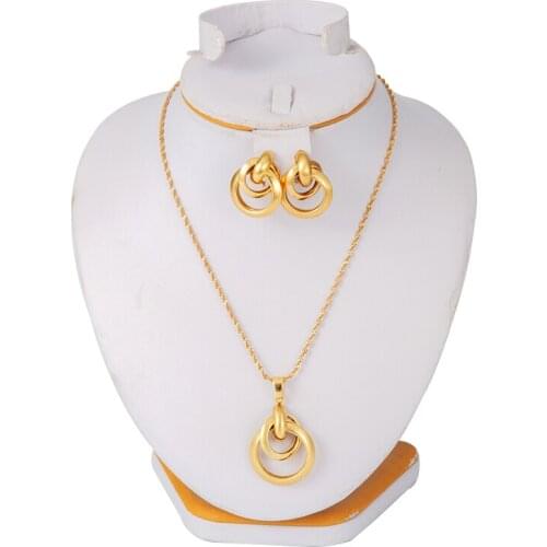 Dubai Jewelry Set for Women Ethiopian Girls KidsNecklace/Earrings/Pendant Africa Fashion Metal Russia Bridal Jewelry Gifts