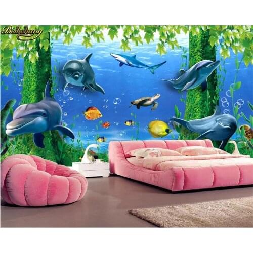 Beibehang Custom photo wallpaper mural dreamy underwater fairyland 3D dolphin TV background wall papers home decor