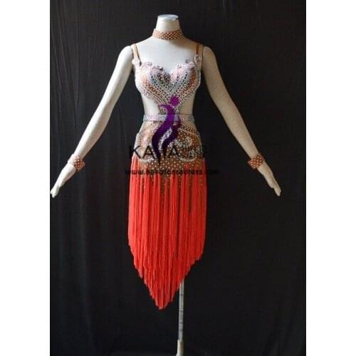 Hot!KAKA-L1580,Women Dance Wear,Girls Fringe Latin Dress,Salsa Dress Tango Samba Rumba Chacha Dress,Dance Latin dress