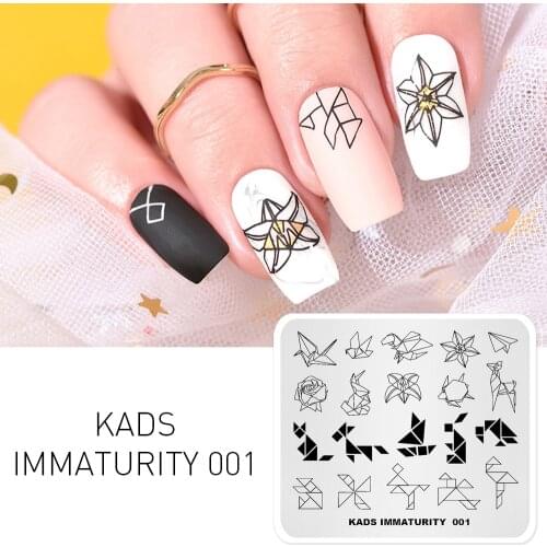 KADS New Arrival Immaturity 001 Design Fantastic Paper Folding Pattern Nail Stamping Plate For DIY Nail Art Decoration
