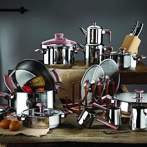 Aryıldız King Cam Ideal 22 Piece Cookware Set Rose Gold