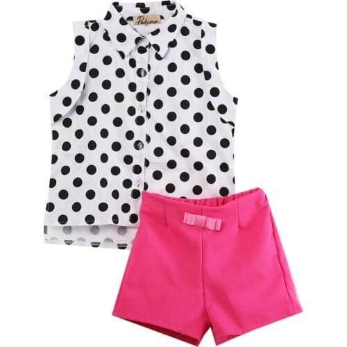 Summer Newborn Toddler Infant Girls Baby Clothes Kids Polka Dot Tops Shirt Pink Pants Shorts Outfit Sunsuit Childrens Clothing