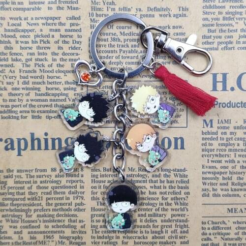 Mob Psycho 100 Classic Mobu Saiko Hyaku Acrylic Anime Keychain For Schoolbag Decoration Key Ring Love Jewelry Birthday Gift