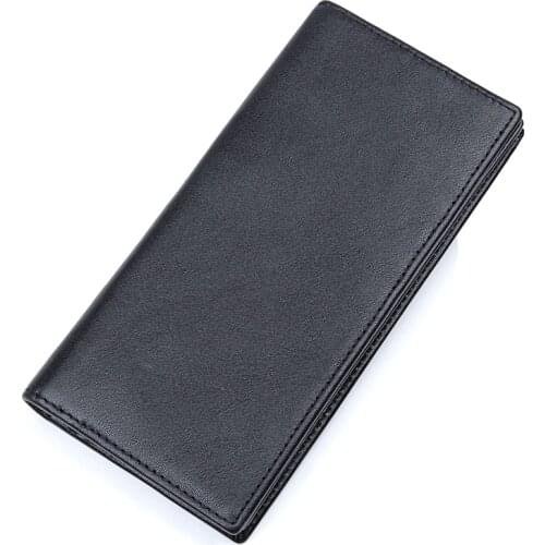 Genuine Leather Long Wallet Black RIFD Wallet Men Daily Credit Card Holder High Quality Male Purse R-8030A-2