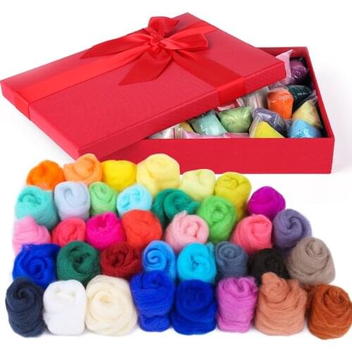 LMDZ 5g Mix 36Colors Wool Roving Kit Wool Fibre Set Wool Spinning Weaving Roving For Needle Felting Hand Spinning DIY Needlework