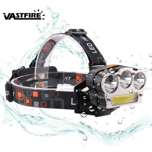 VastFire 7 Modes Rechargeable Battery Headlamp Working Outdoors Camping Hiking Red & White T6 COB flashlight