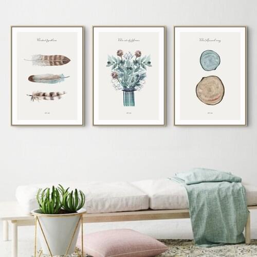 Maeham Nordic Leaves feather Wall Art Canvas Poster and Print Canvas Painting Decorative Picture for Living Room Home Decor