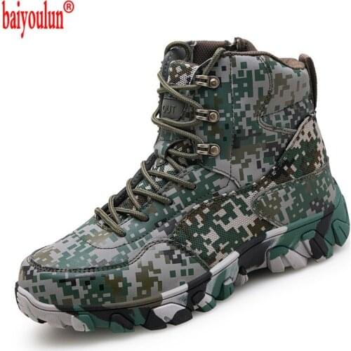 NEW Camo Tactical Boots Men Waterproof Military Tactical Boots Outdoor Combat Shoes Trekking Sneakers Men Hiking Hunting Boots