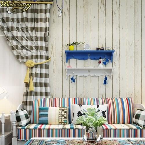 Beibehang 53X300cm Mediterranean imitation wood grain wallpapers bedroom living room TV background self-adhesive wallpaper roll