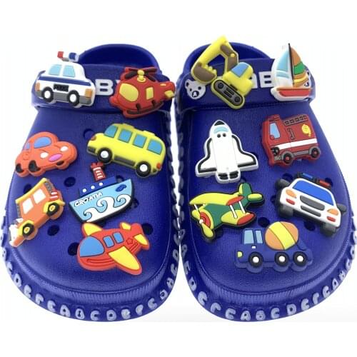 Wholesale 50PCS New Arrival Cartoon Car Icon PVC Shoes Charms Shoes Decoration Croc Jibz Buckle Accessories For Boys Gifts