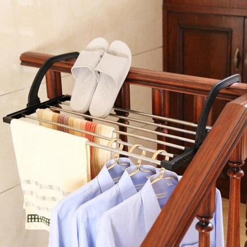 Towel Clothes Dryer Rack Balcony Shoes Storage Holder Stainless Steel Drying Shelf Adjustable Diaper Drying Rack Home Storage