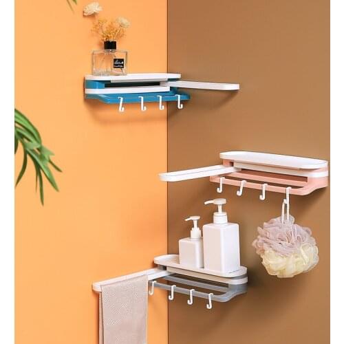 Multi-function Shower Holder Waterproof Bathroom Towel Shelf Punch-free Durable Kitchen Corner Storage Rack Bathroom Organizer