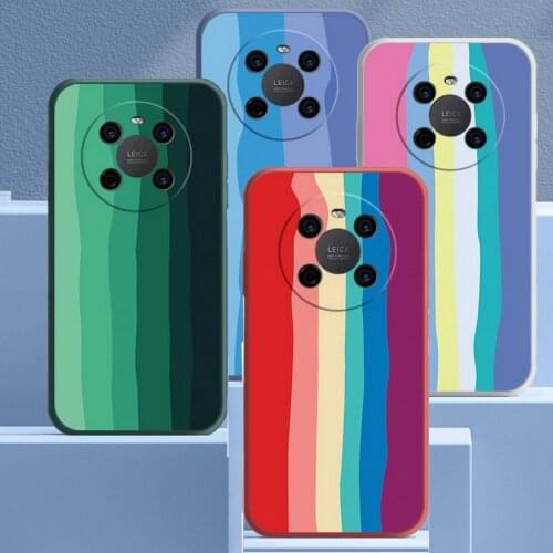 Rainbow Liquid case For Huawei Mate 40 pro 30 20 Pro P40 P30 P20 Pro Soft camera lens protect Phone Cover For Nova 8 Pro 7i 5 4