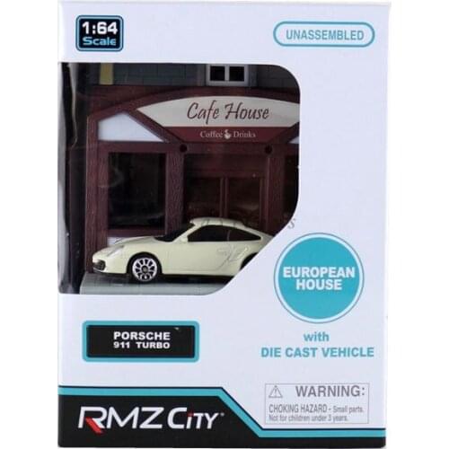 RMZ City Handmade DIY Model Kits European Building House Model Toys With 1:64 Diecast Cars