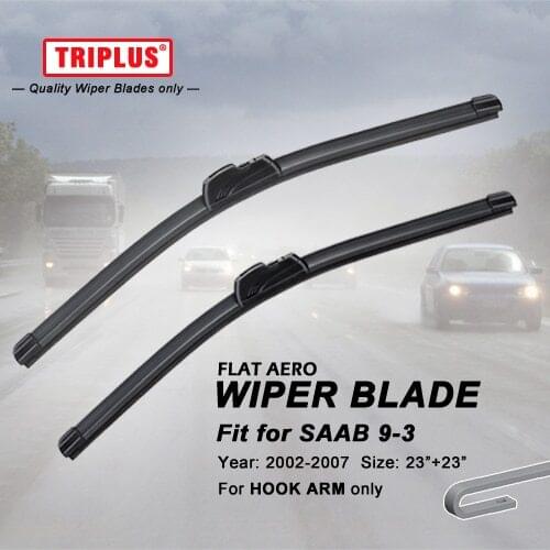 Wiper Blade for SAAB 9-3 (2002-2007) 1set 23"+23", Flat Aero Beam Windscreen Wiper Blade Frameless Soft Wiper Blades for SAAB 93