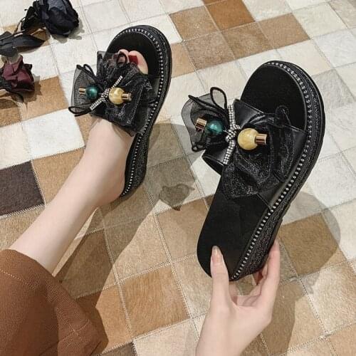 Platform Wedge Slippers Sandals Women Thick Sole Slides Summer Open Toe Slippers Women Beach Chunky Slides Beige Black