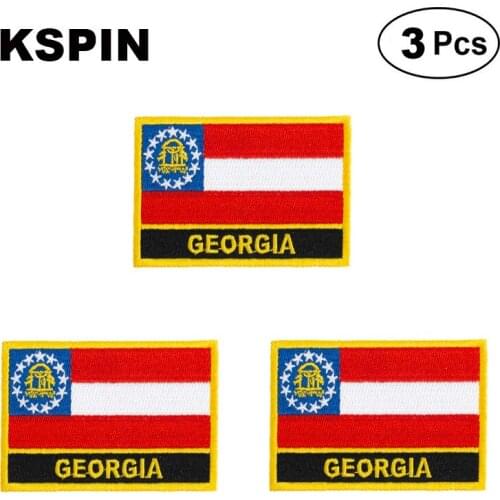 U.S.A Georgia Rectangular Shape Flag patches embroidered flag patches national flag patches for clothing DIY Decoration