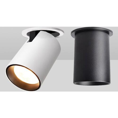 Ressessed led light home spotlights 7w 12w 350 degree adjustable cob spot lights 220v white black high luminaire lampada