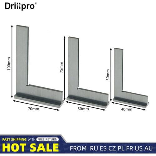 Drillpro Machinist Square 90 ° Right Angle Engineer Carpenter Square with Seat Precision Ground Steel Hardened Angle Ruler