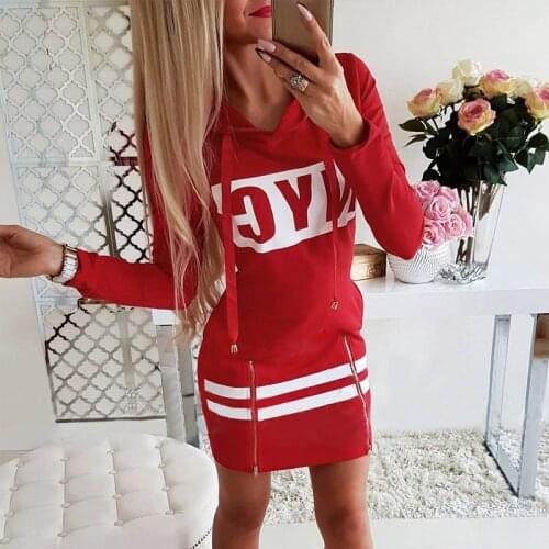 Letter Printed Striped Women Hoodies Dress Drawstring Hooded Zippers Female Sweatshirt Dresses 2021 Casual Ladies Clothes