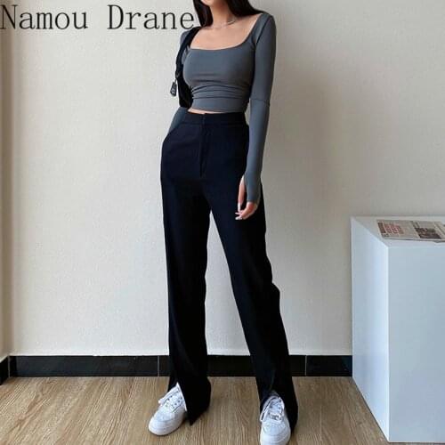 Womens Pants Plus Size Clothing Fashion Loose Trousers Straight Pants Full Length Female High Waist Casual Wide Leg Pants