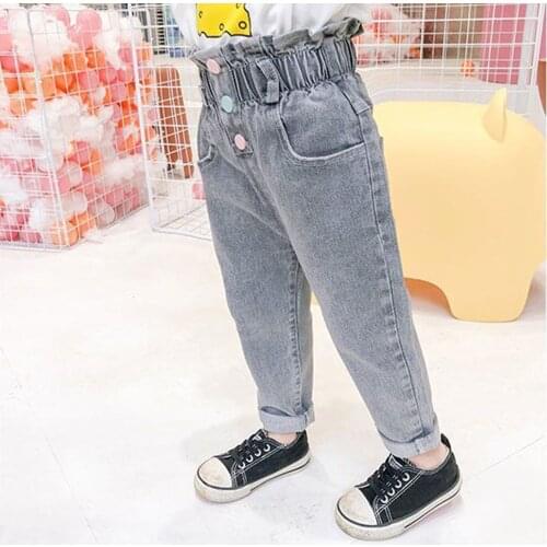 V-TREE Loose Warm Jeans For Girls Plus Velvet Autumn And Winter Thicken Trousers Thermal Childrens Jeans 12M-6T Kids Pants