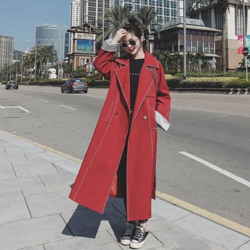 Women New 2020 Autumn Winter Trench Coats Female Size Double Breasted Long Outwears Ladies Rea Loose Windbreaker Jackets Q115
