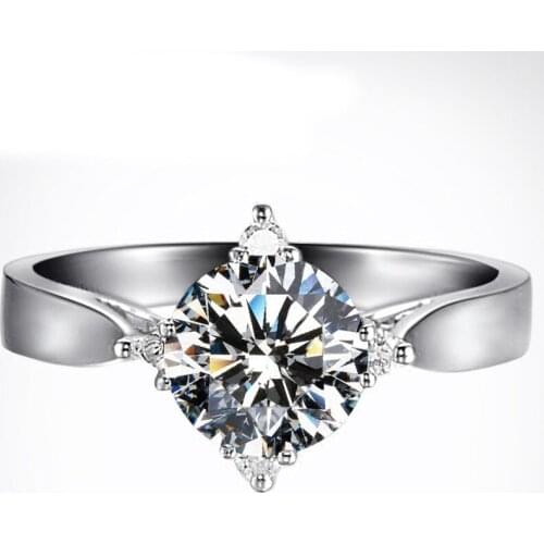 Genuine 925 Sterling Silver Rings for Womens Unique Big Diamond Luxury Jewelry Elegant Party Engagement Wedding Original Design