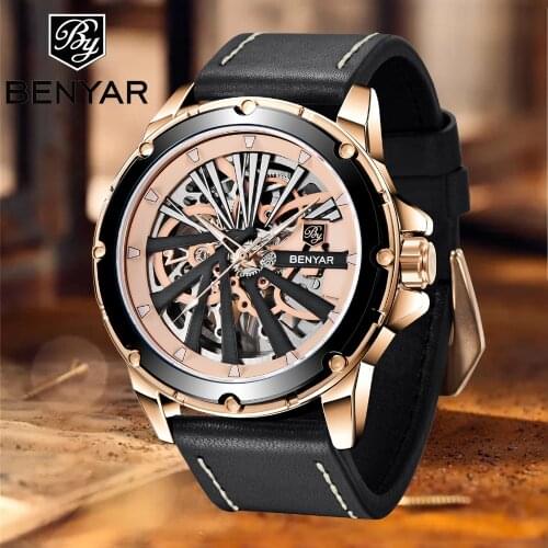 2021 New BENYAR Mens Watch Luxury Brand Business Watch For Men Stainless Steel Case Mens Mechanical Watches Clock Montre Homme