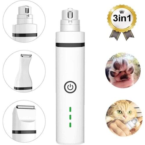 3 In 1 Pet Grooming Machine Dog Cat Hair Trimmer USB Rechargeable Pets Clippers Nail Grinding & Hair Trimmer & Foot Hair