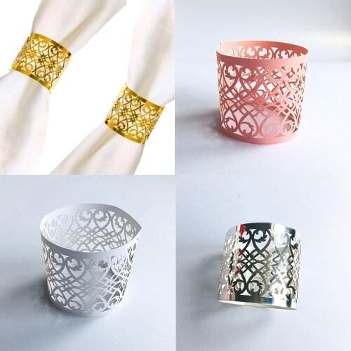 50Pcs/set Napkin Rings Hotel banquet Dinner Table Decoration Supplies party Tableware Serviette Holder Gold Napkin Buckle