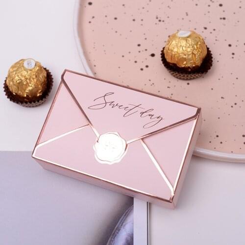 6pcs Creative Sweet Day Gift Box Packaging Envelope Shape Wedding Candy Bags Birthday Party Cosmetic Bonbonniere Packaging Box