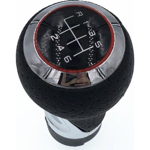 Free Shipping 6 Speed Gear Shift Knob HZTWFC-12.3 For Audi A4 S4 B8 8K A5 8T Q5 8R S Line 2007-2015 Manual Leather Red Line